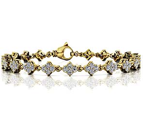 Flower Cluster Link Diamond Bracelet