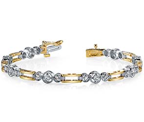 Three Across-Bridge Link Diamond Bracelet