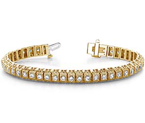 Millgrain Square Link Diamond Bracelet