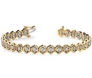 Hexagon Link Diamond Bracelet