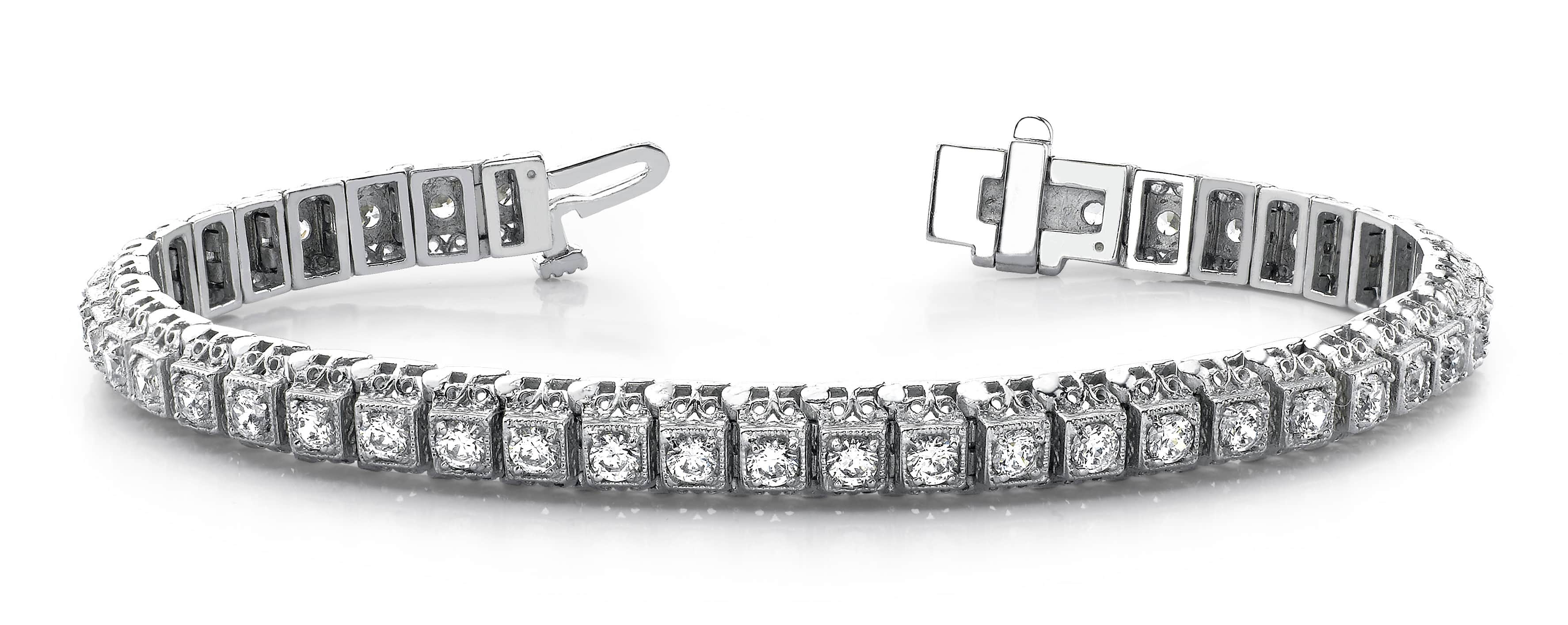 Millgrain Square Link Diamond Bracelet [SB906] | USA Jewels