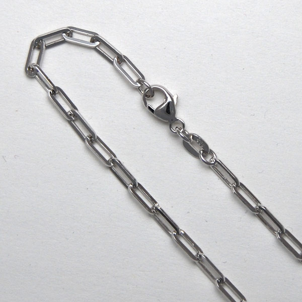 18K White Gold Paperclip 2.5mm x 6.5mm Chain