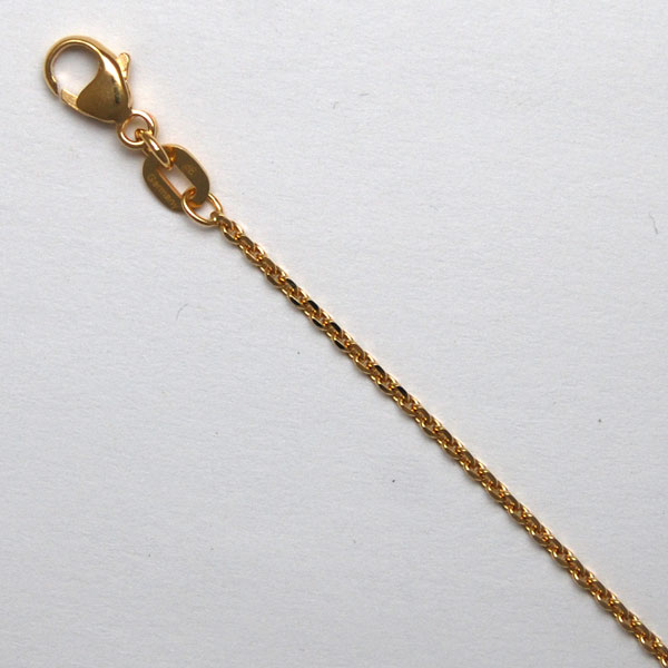 18K Yellow Gold Diamond Cut Cable Chain 1.3mm