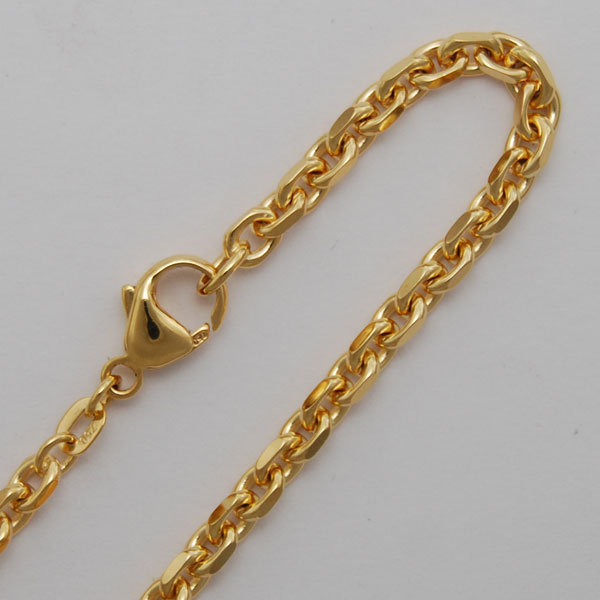 18K Yellow Gold Diamond Cut Cable Chain 3.5mm