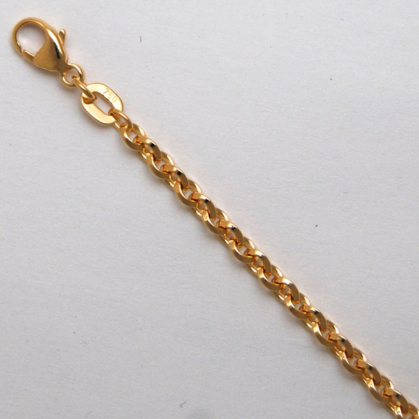 18K Yellow Gold Oval Diamond Cut Cable Chain 3.0mm