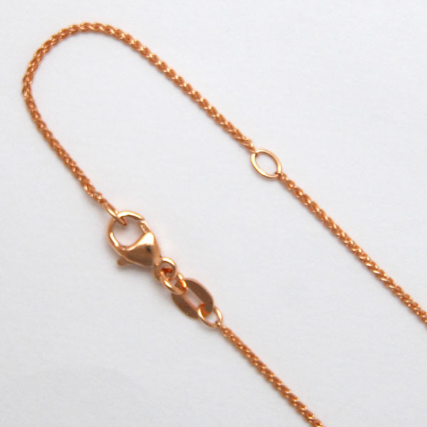 18K Rose Gold Round Wheat 1.0mm Adjustable Chain