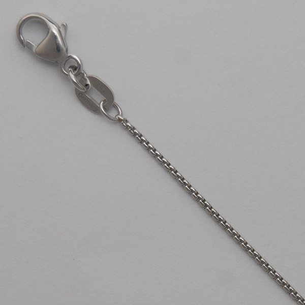 18K White Gold Round Box, 1.0mm Chain