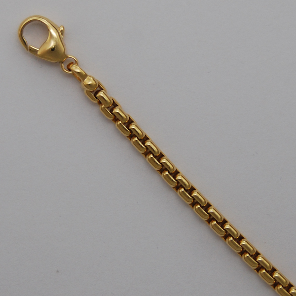 18K Yellow Gold Round Box 3.2mm Chain