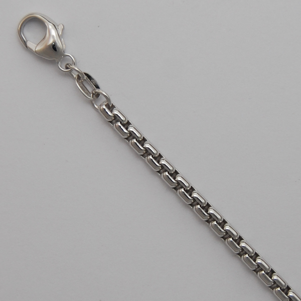 18K White Gold Round Box 3.2mm Chain