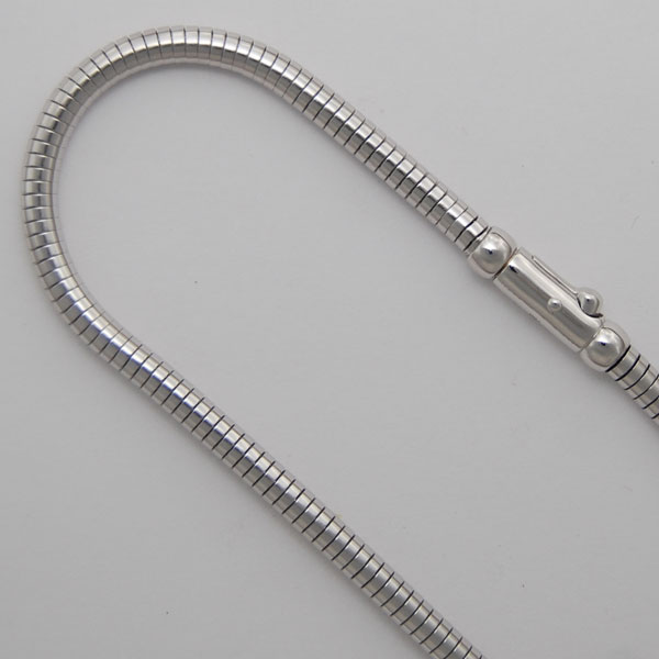 18K White Gold Boa Snake 4.1mm Chain, Crocodile Clasp