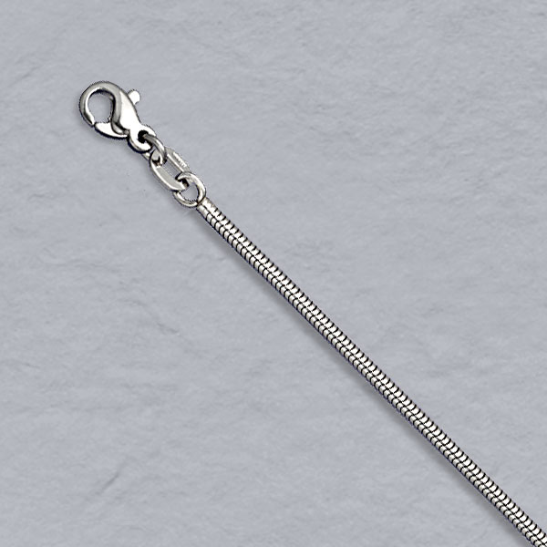 18K White Gold Round Snake Chain 1.6mm