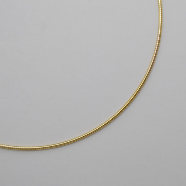 18K Yellow Gold Round Omega Chain 1.5mm