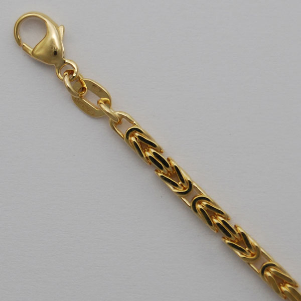 18K Yellow Gold Square Byzantine 2.3mm Chain