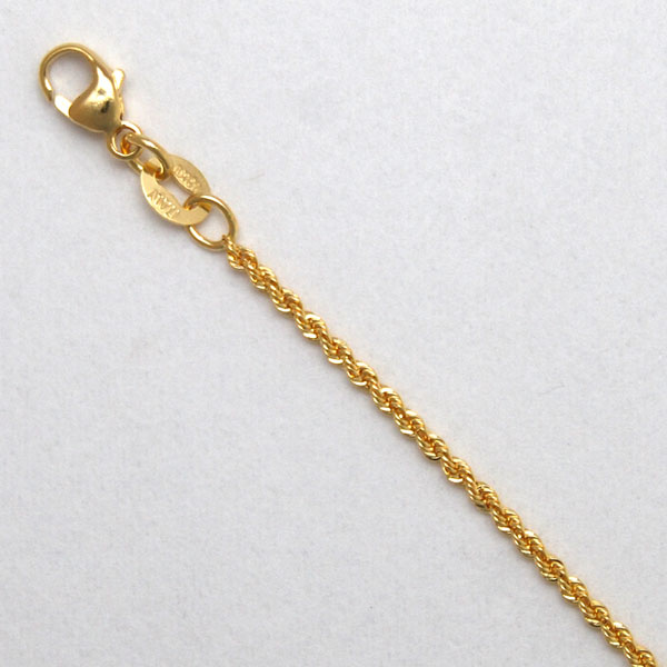 18K Yellow Gold Laser Rope Chain 1.3mm