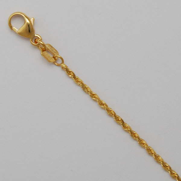 18K Yellow Gold Laser Rope Chain 1.7mm