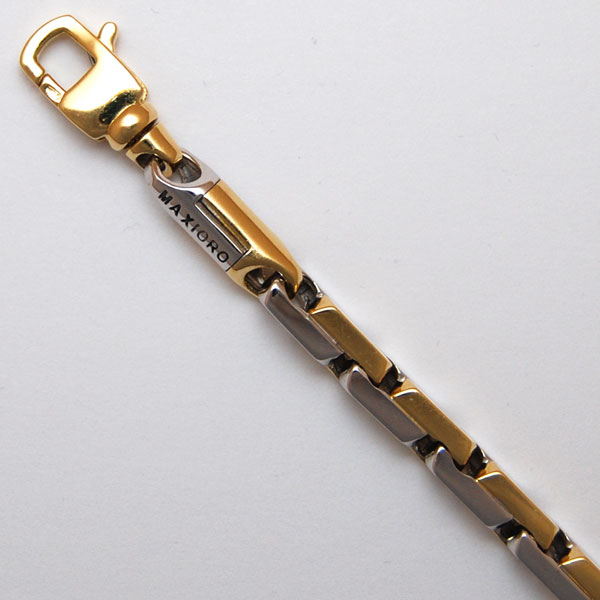 18K White / Yellow Gold Hexagonal Mechanical Link 6.5mm