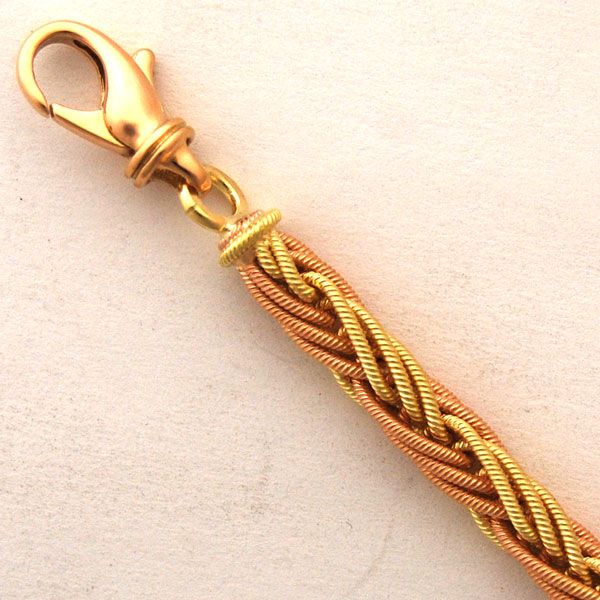 18K Yellow Gold & Rose Gold Woven Wheat Chain 5.6mm