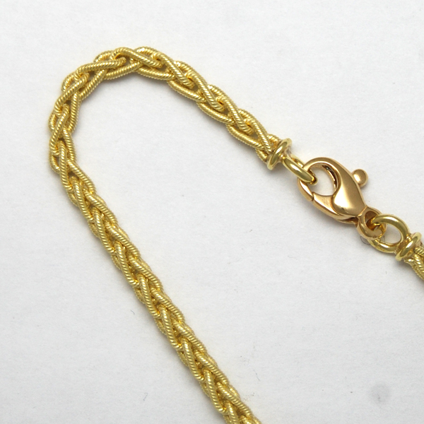 18K Yellow Gold Textured Wheat Chain 3.3mm