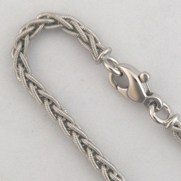 18K White Gold Textured Wheat 3.3mm Chain