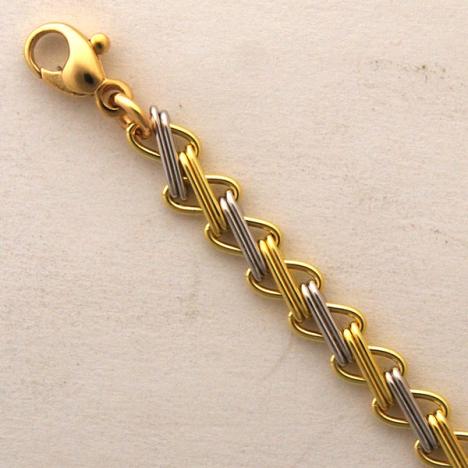 18K Yellow Gold & White Gold Zig Zag Link Chain 5.6mm