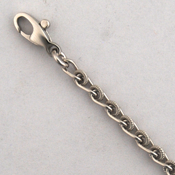 8K White Gold Textured Link / Shiny Link Figure Eight 3.5mm Chain