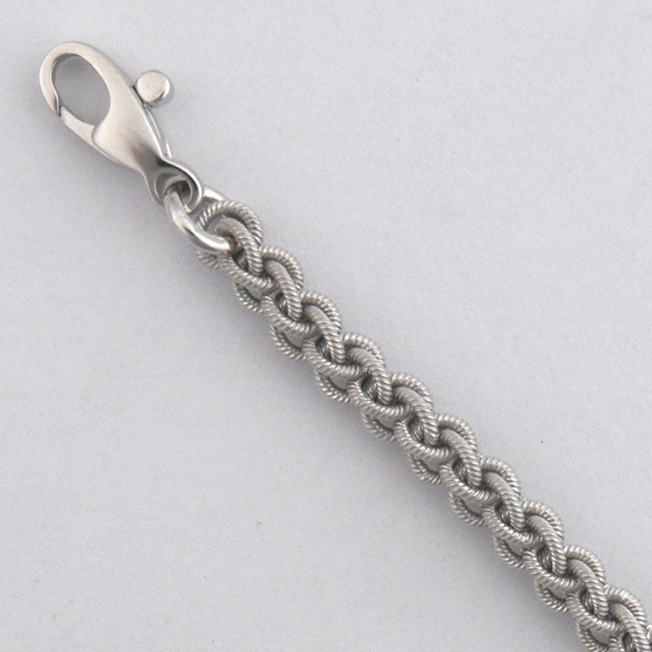 18K White Gold Textured Round Woven Link 3.7mm