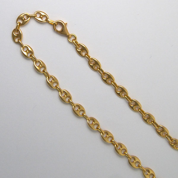 18K Yellow Gold Puff Mariner Chain 5.3mm