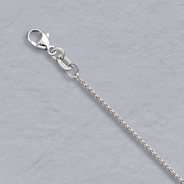 18K White Gold Round Wheat 1.1mm Chain