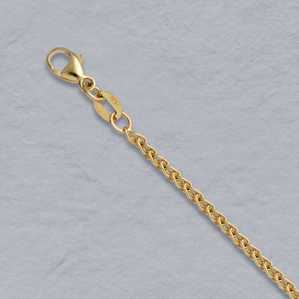 18K Yellow Gold Round Wheat Chain 2.0mm