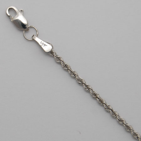 18-Inch 14K White Gold Solid Rope Chain 