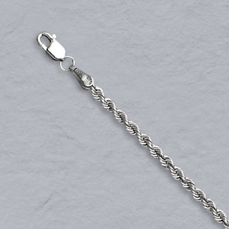 Inch 14K White Gold Solid Rope Chain 2.3mm
