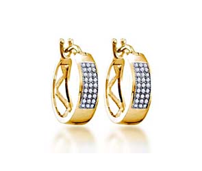 Micro Pave Hoop Diamond Earrings<br> .16 Carat Total Weight