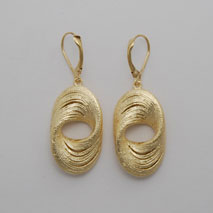 14K Yellow Gold Twisted Thick Oval Earrings