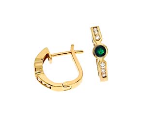 Genuine Emerald and Diamond Fashion Earrings