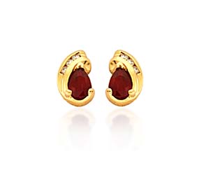 Pear Shape Ruby and Diamond Earrings