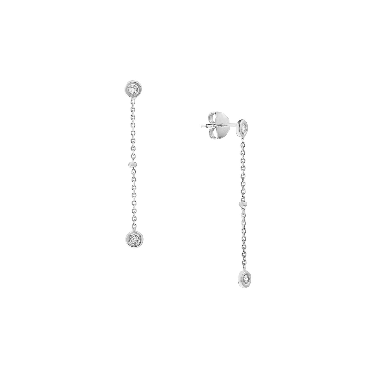 Drop Earrings with Diamond Bezels and Beads