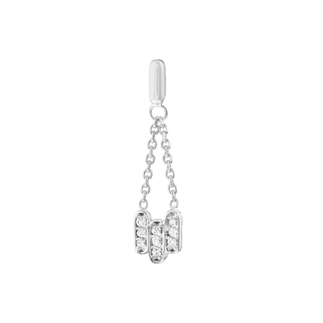  Diamond Staple Bar Trio Drop Earrings