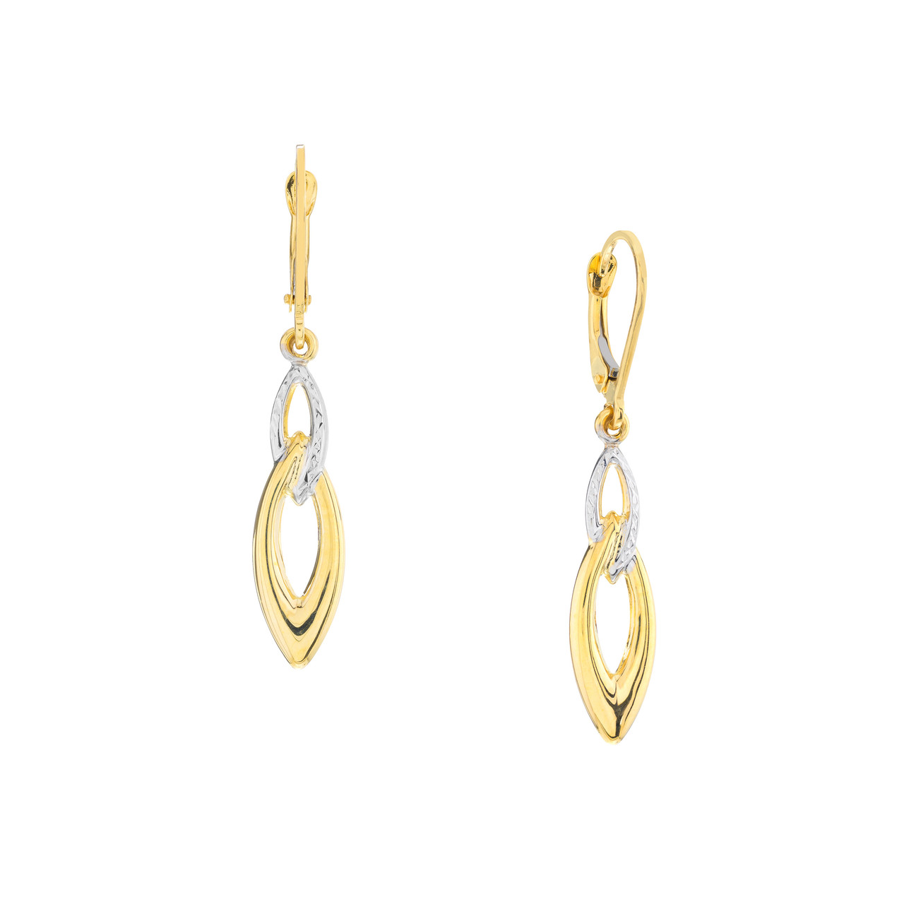 Two-tone Double Marquise Drop Earrings