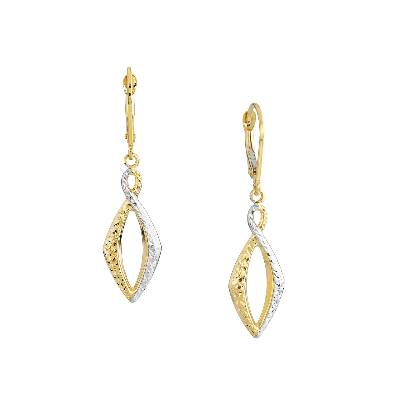 Two-tone Figure 8 Marquise Drop Earrings