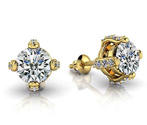 Royal Four Prong Diamond Stud Earrings