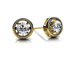 Circle Housed Diamond Stud Earrings