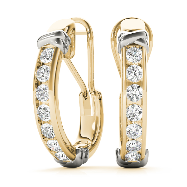 Channel Set Diamond Hoop Earrings [40327] | USA Jewels