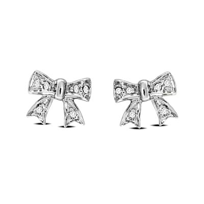 Diamond Bow Fashion Earrings [59669W] | USA Jewels