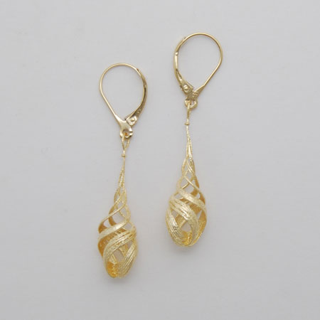 14K Gold Triple Twist Earrings [ANE1546ER] | USA Jewels