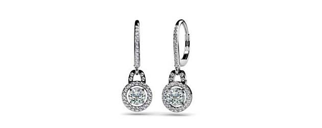 Designer Diamond Hanging Hinged Lever Back Earrings 1.5 Carat Total Weight