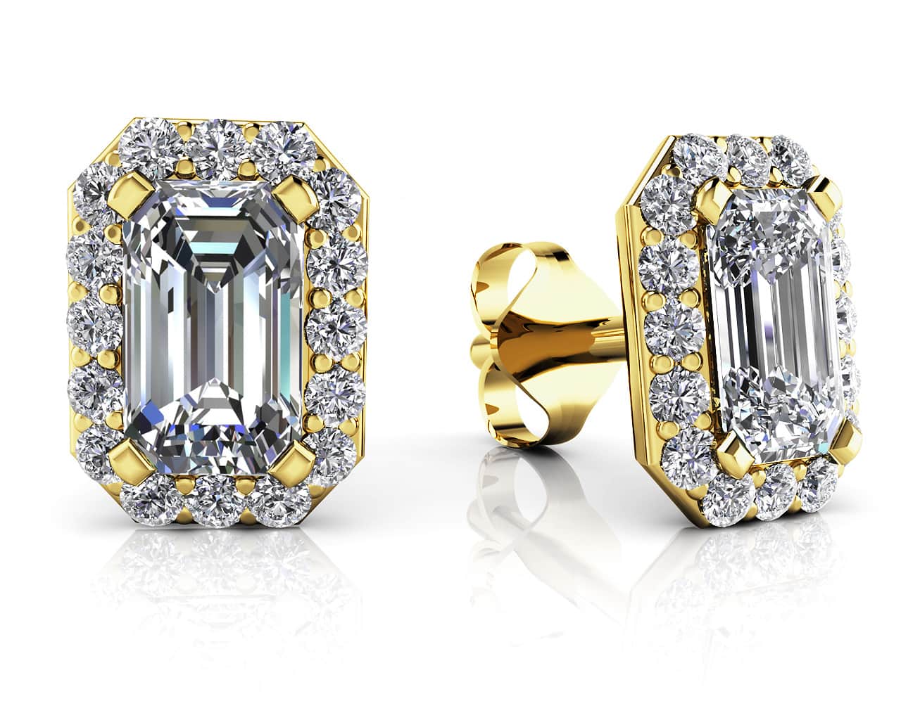 Finishing Touch Diamond Emerald Cut Halo Earrings St964 Usa Jewels