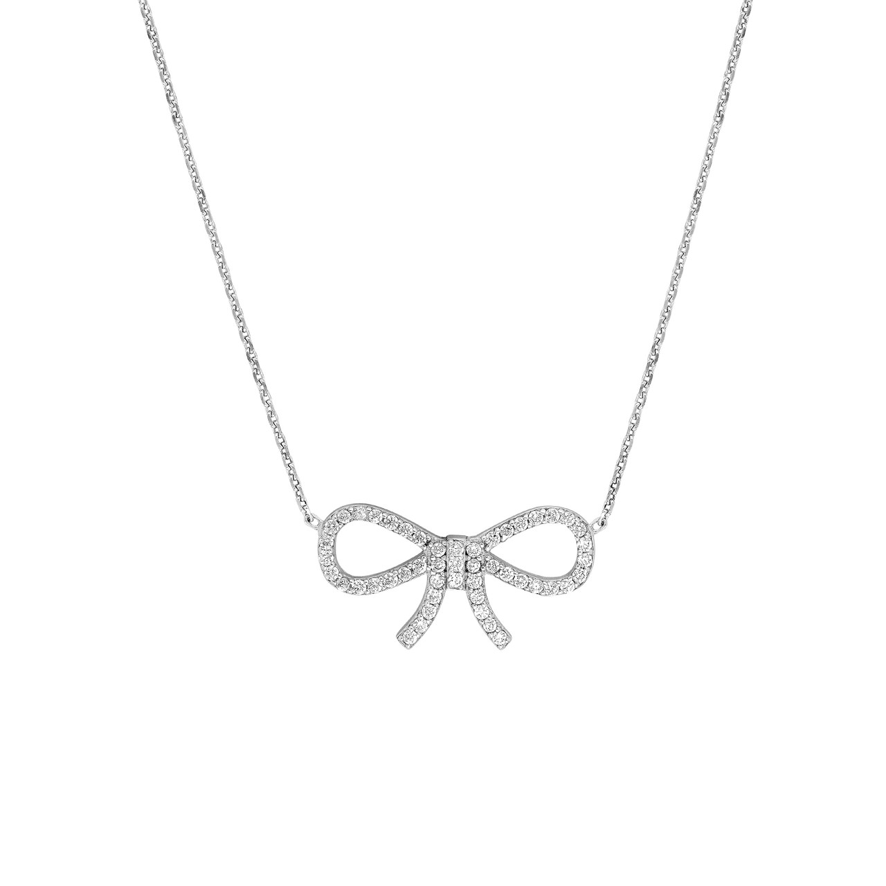 Cubic Zirconia Bow Adjustable Necklace