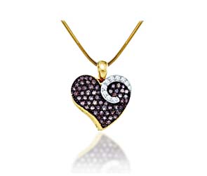 Ladies Heart Champagne Diamond Pendant<br> 3/4 Carat Total Weight