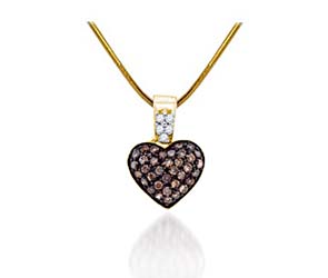Diamond Heart Champagne Pendant<br> 3/8 Carat Total Weight