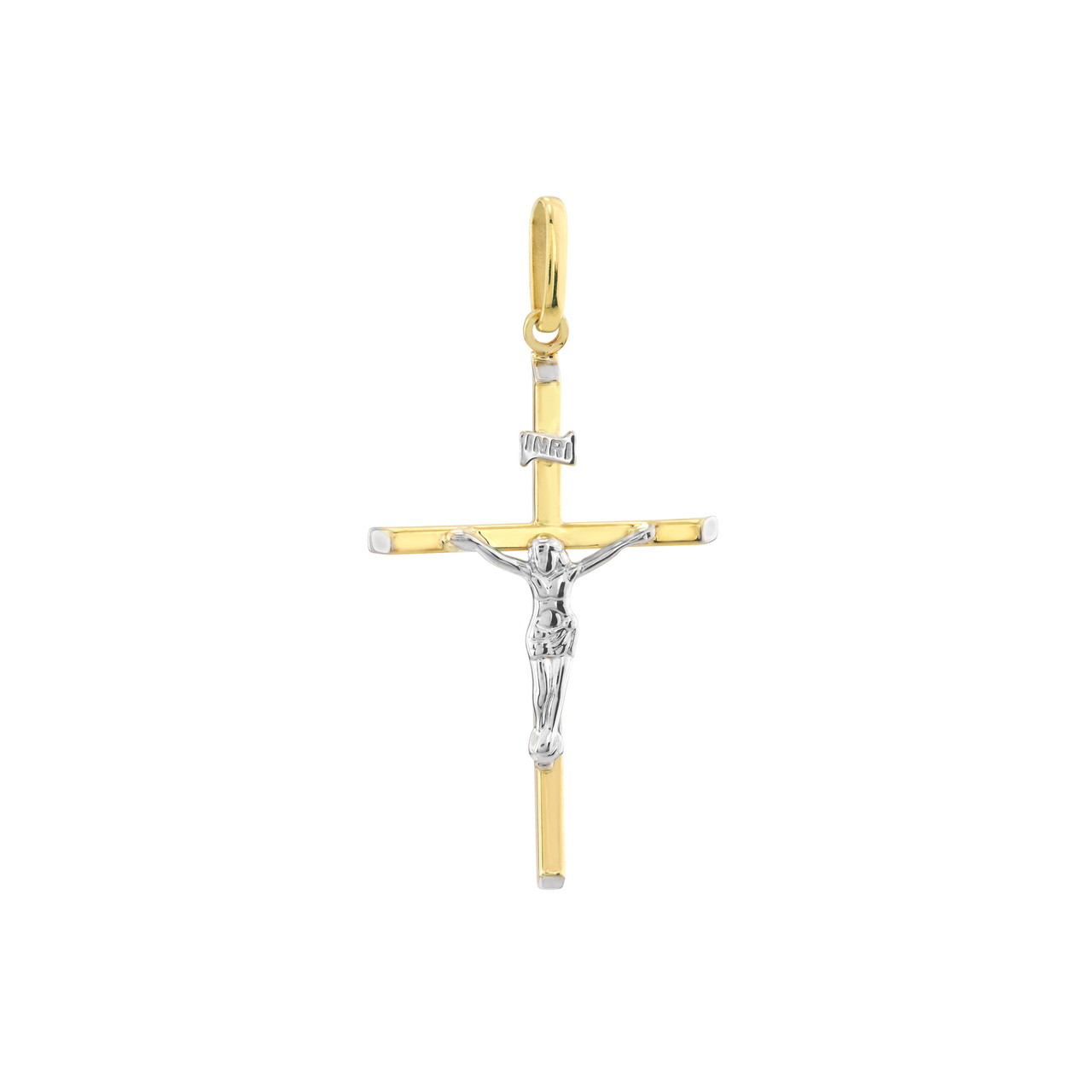 Two Tone Diamond Cut Crucifix Pendant